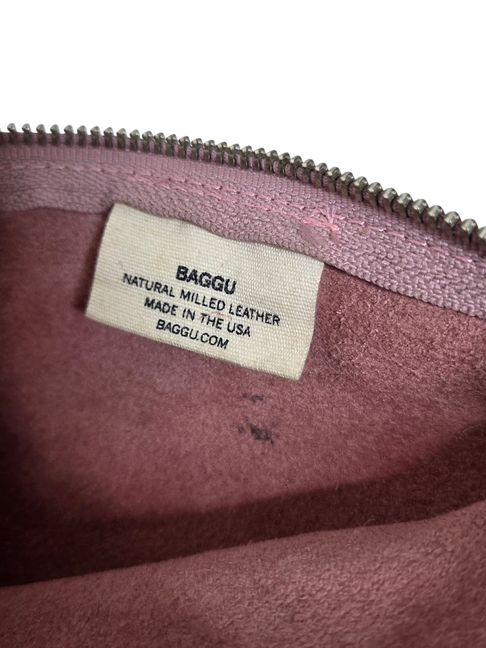 BAGGU Pink Leather Large U Pouch - Picture 9 of 11